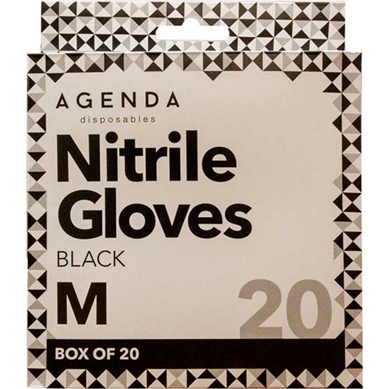 Agenda Nitrile Gloves Powder Free, Black (20)
