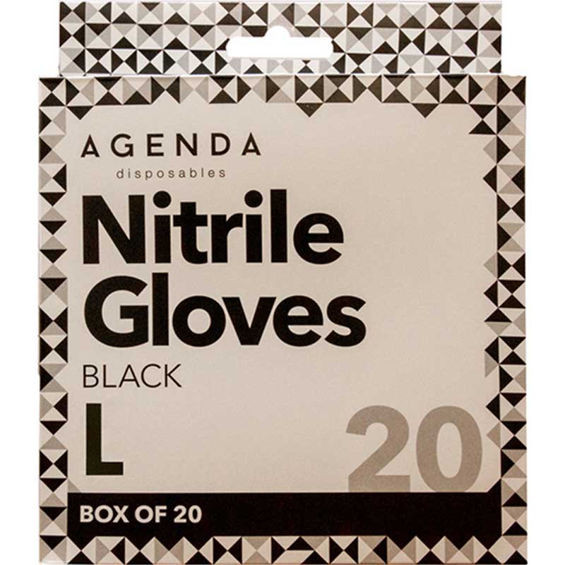 Agenda Nitrile Gloves Powder Free, Black (20)
