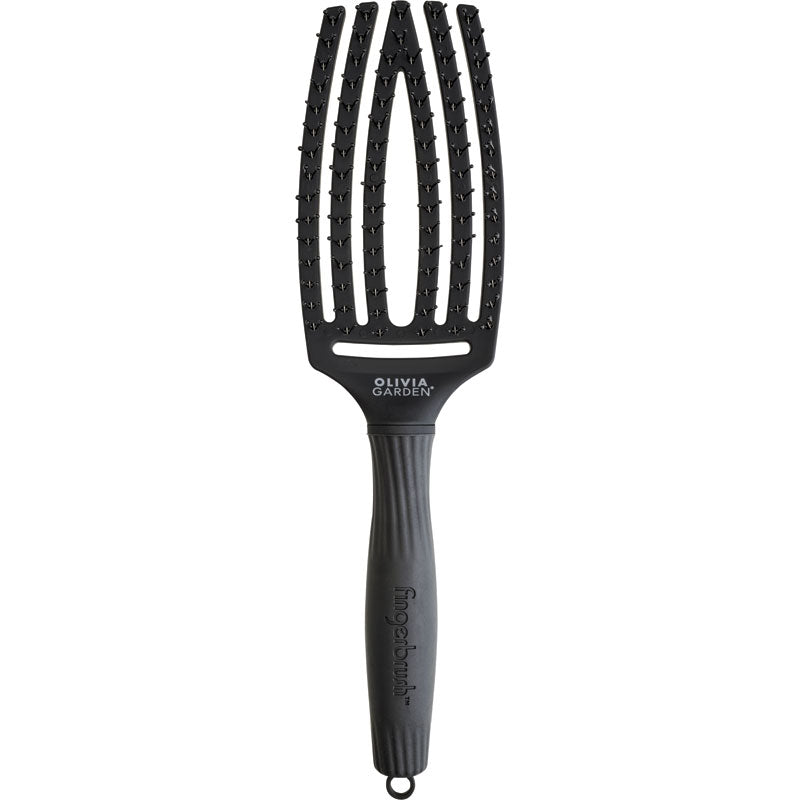 Olivia Garden Finger Brush Double Bristles Black Medium