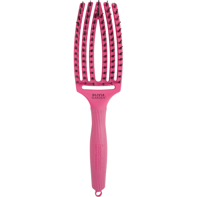 Olivia Garden Finger Brush Boar & Nylon Hot Pink Medium