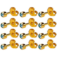 Caflon Gold Plated March Birthstone Regular Stud Earrings - Pack of 12