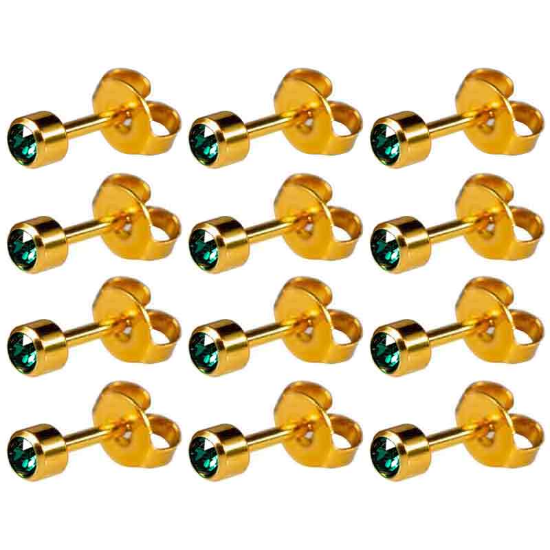 Caflon Gold Plated May Birthstone Regular Stud Earrings - Pack of 12