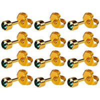 Caflon Gold Plated May Birthstone Regular Stud Earrings - Pack of 12
