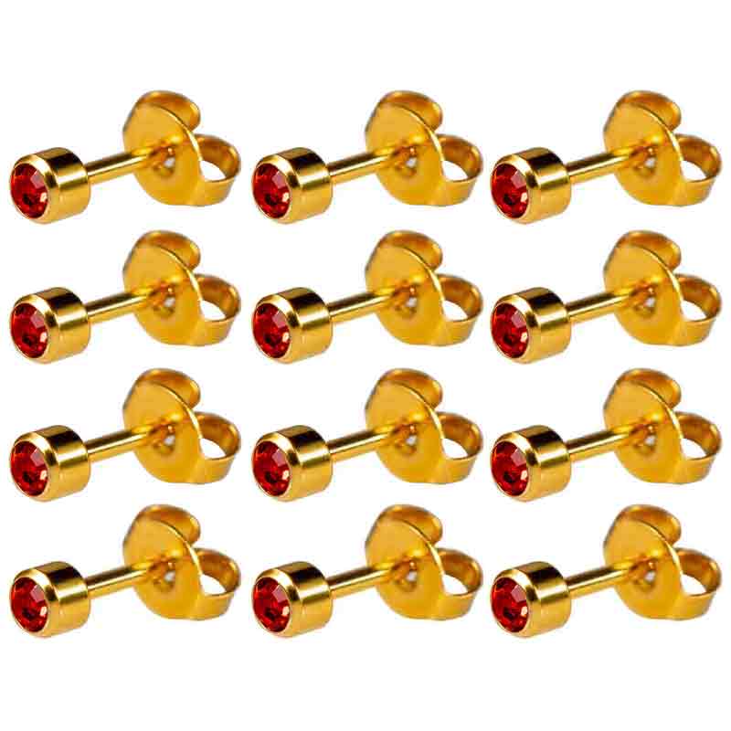 Caflon Gold Plated July Birthstone Regular Stud Earrings - Pack of 12