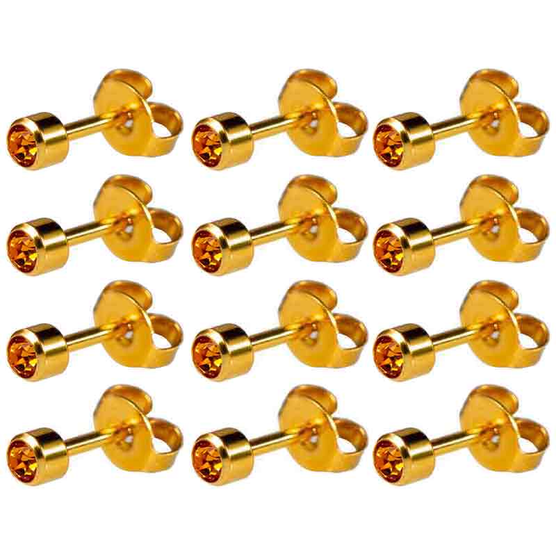 Caflon Gold Plated November Birthstone Regular Stud Earrings - Pack of 12