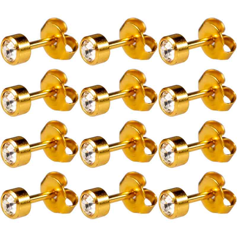Caflon Gold Plated April Birthstone Large Stud Earrings - Pack of 12