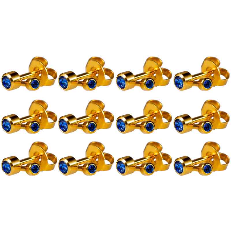 Caflon Gold Plated September Birthstone Mini Stud Earrings - Pack of 12