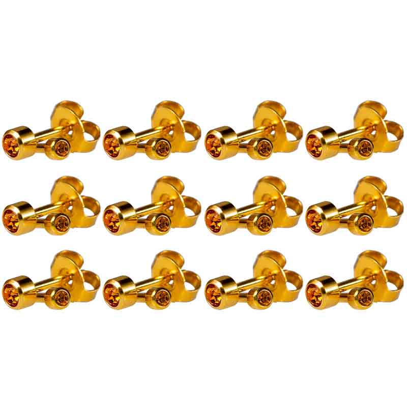 Caflon Gold Plated November Birthstone Mini Stud Earrings - Pack of 12