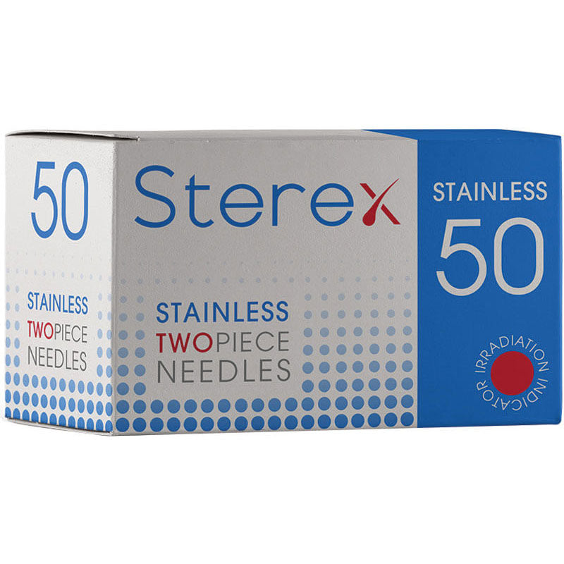 Sterex Stainless Steel Two Piece Electrolysis Needles (50)