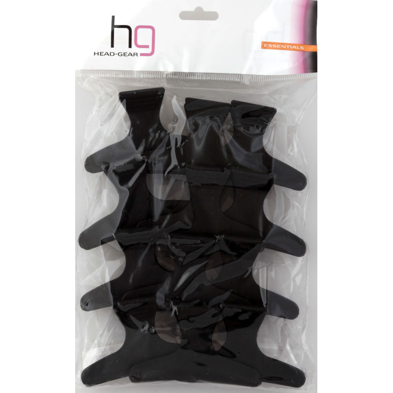 Head Gear Butterfly Clips, Black Large (12)