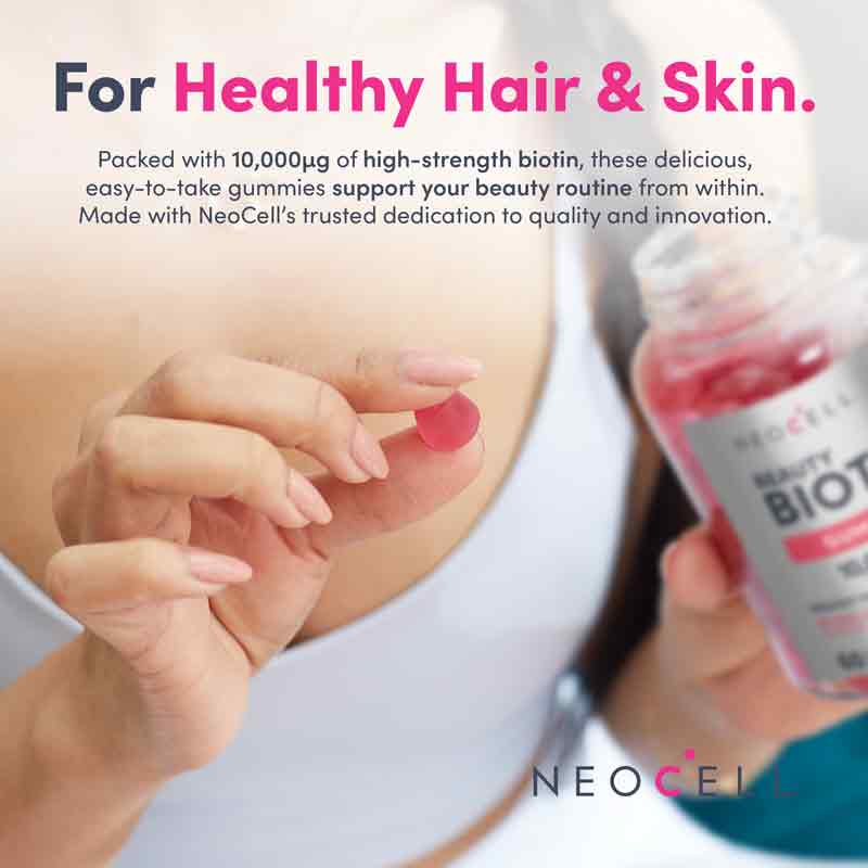 NeoCell Advanced Beauty Biotin 10,000µg Strawberry Gummies - Pack of 60