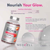 NeoCell Advanced Beauty Biotin 10,000µg Strawberry Gummies - Pack of 60