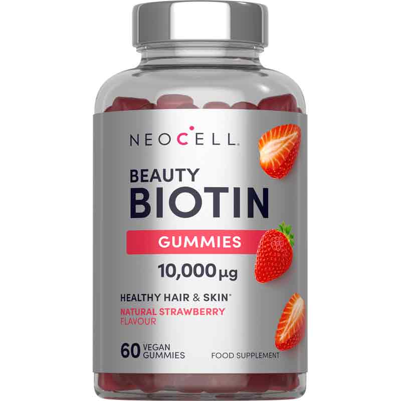 NeoCell Advanced Beauty Biotin 10,000µg Strawberry Gummies - Pack of 60