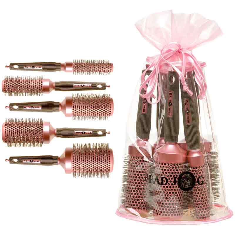 Head Jog Pink Ionic Ceramic Brush Set