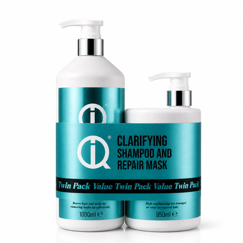 iQ Clarifying Hair Shampoo and Repair Hair Mask Twin Pack 1 Litre