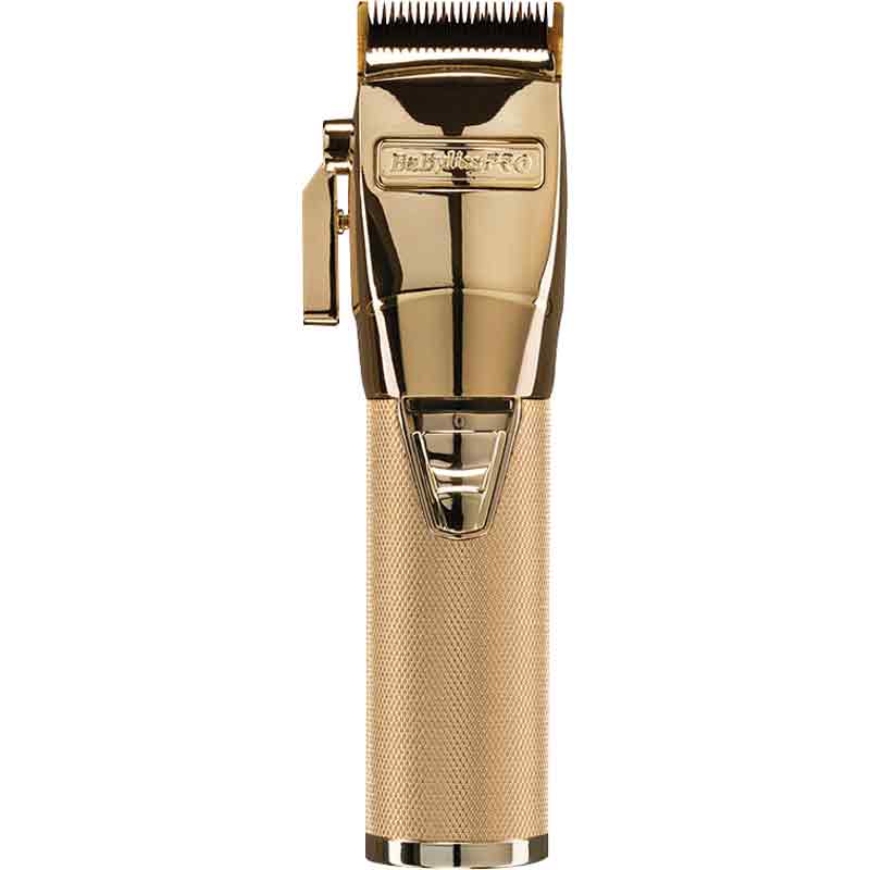 A gold-finished cordless clipper with a brushless motor.