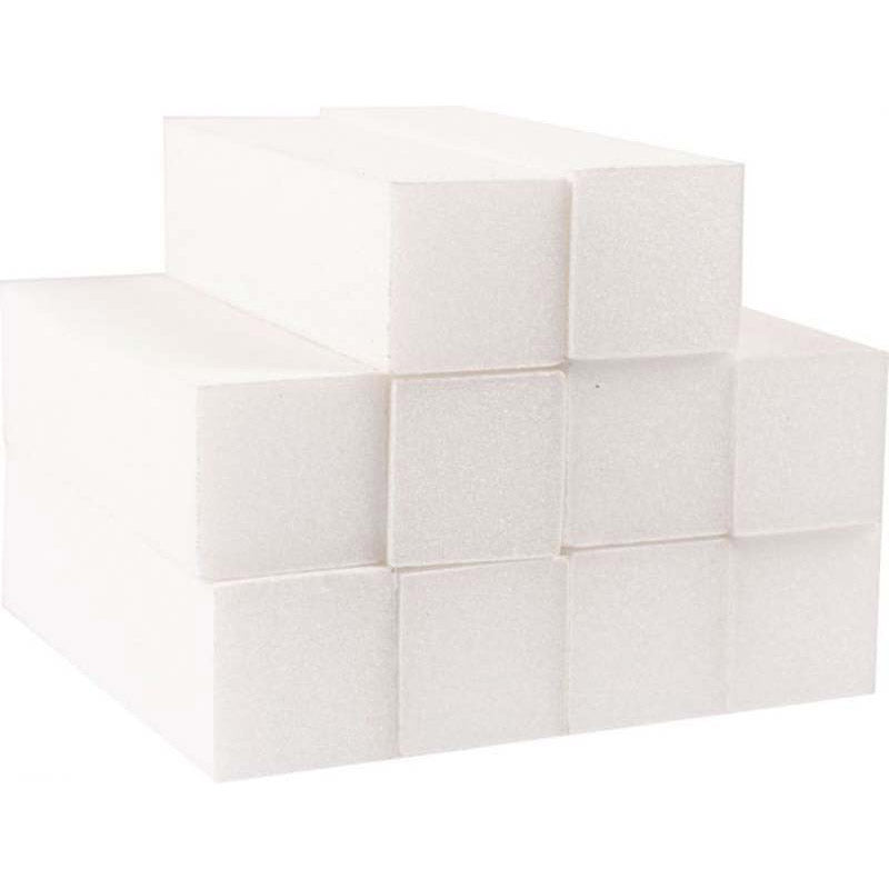 The Edge 4 Way White Sanding Nail Blocks, 100/100 Grit - Pack of 10