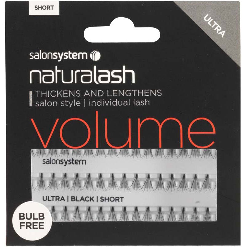 Salon System Individual Lashes Ultra Bulb Free, Black Short