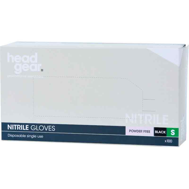 Head Gear Nitrile Gloves Powder Free, Black (100)