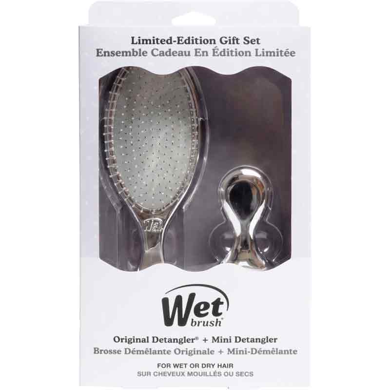 WetBrush Silver Original Detangler + Mini Detangler Limited Edition Gift Set