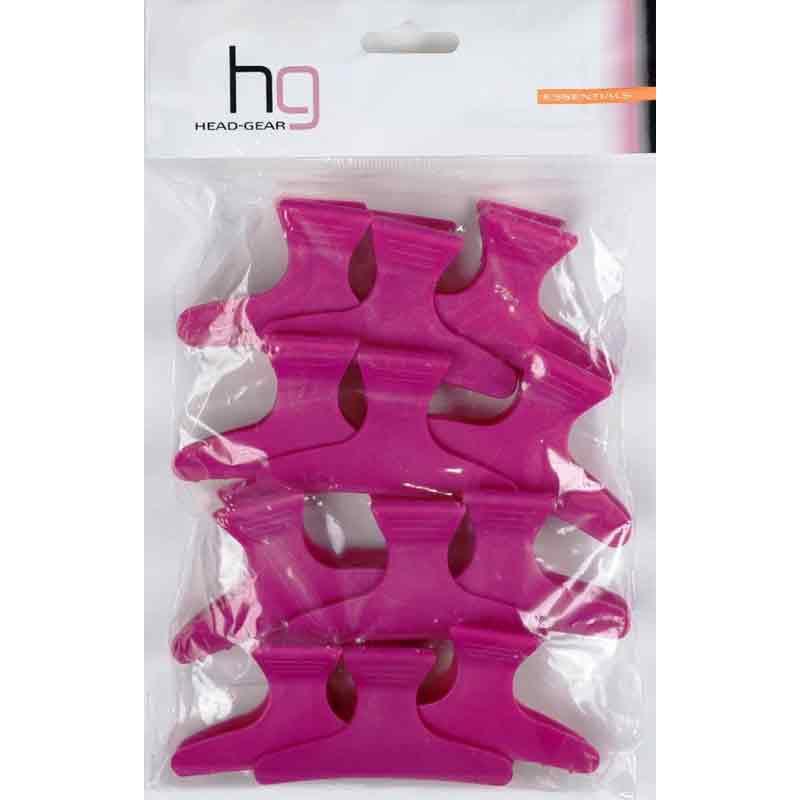 Head Gear Butterfly Clips, Pink Large (12)