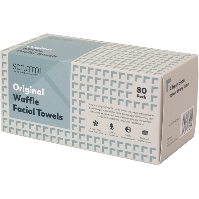 Scrummi Original Disposable White Waffle Facial Towels - Pack Of 80