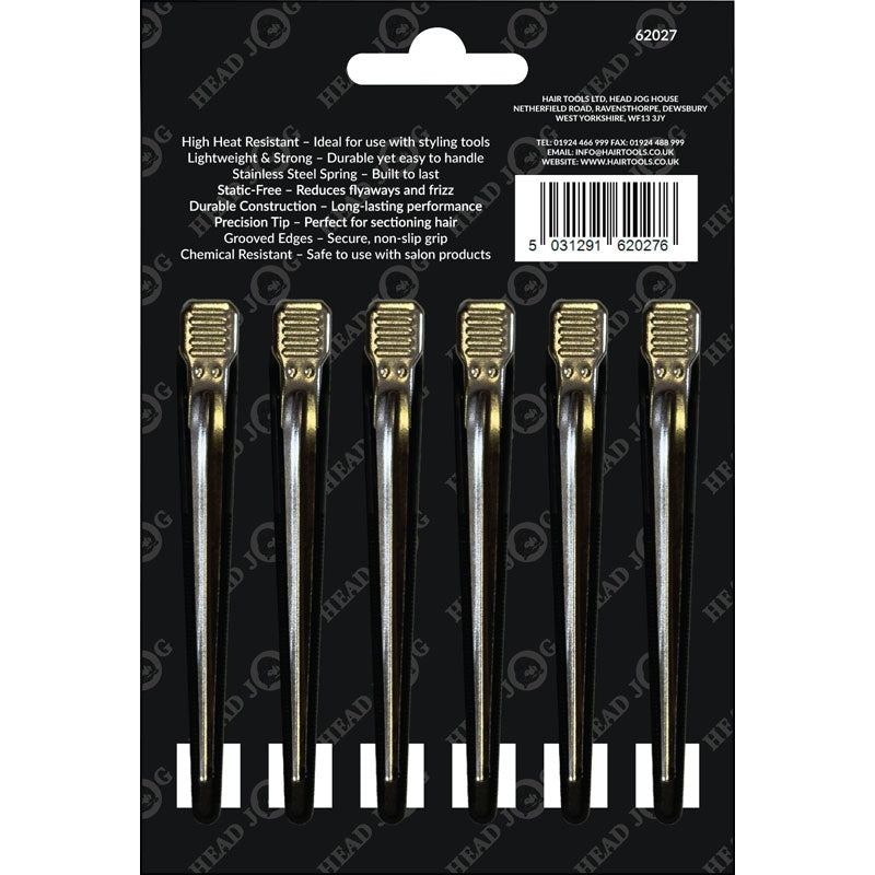Head Jog Carbon Hair Clips - Pack of 6