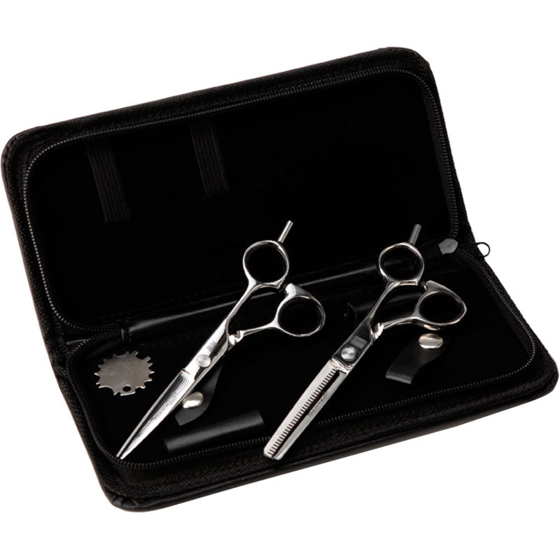 Glamtech Pro Steel Hairdressing Cutting & Thinning Scissors Set - 5.5 & 5.75 Inches