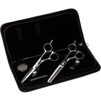 Glamtech Pro Steel Hairdressing Cutting & Thinning Scissors Set - 5.5 & 5.75 Inches