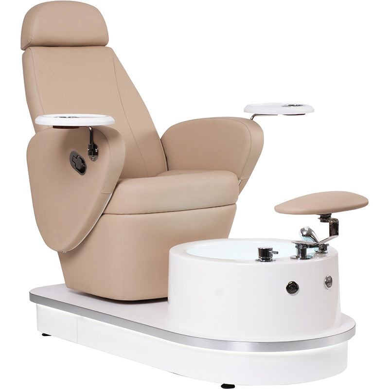 Hara Adagio Beige Reclining Pedi Spa Chair with Adjustable Footrest