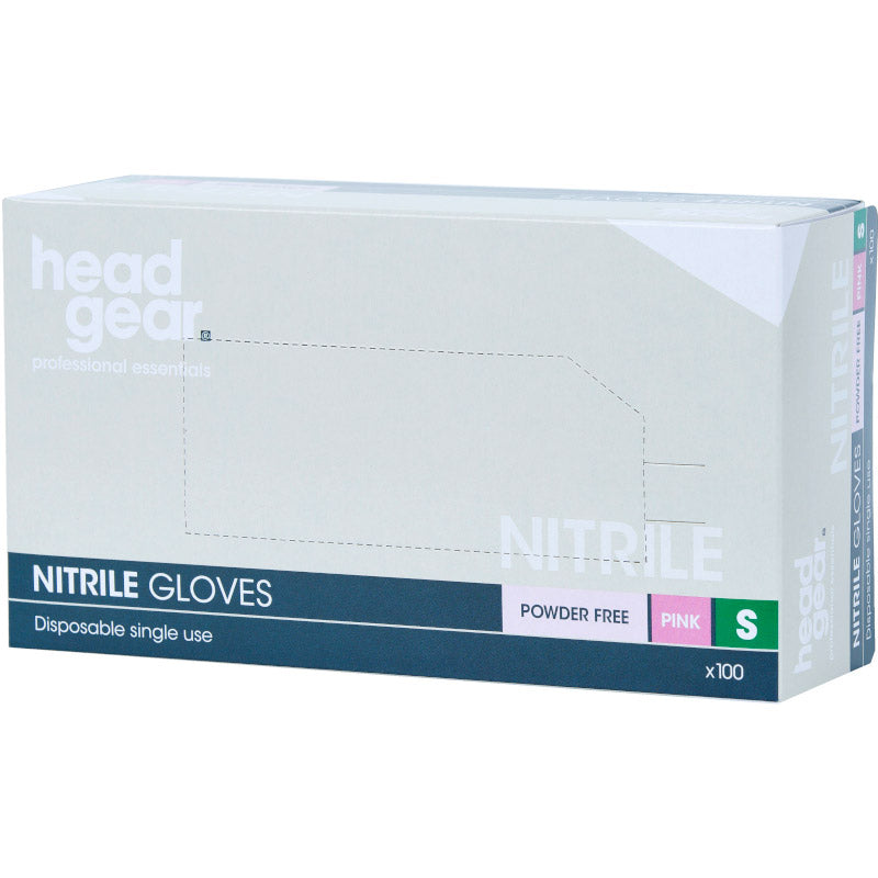 Head Gear Nitrile Gloves Powder Free, Pink (100)