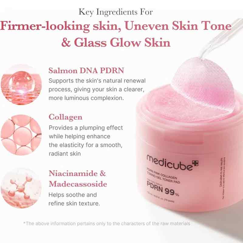 Medicube PDRN Pink Collagen Gel Toner Pads - Pack of 70