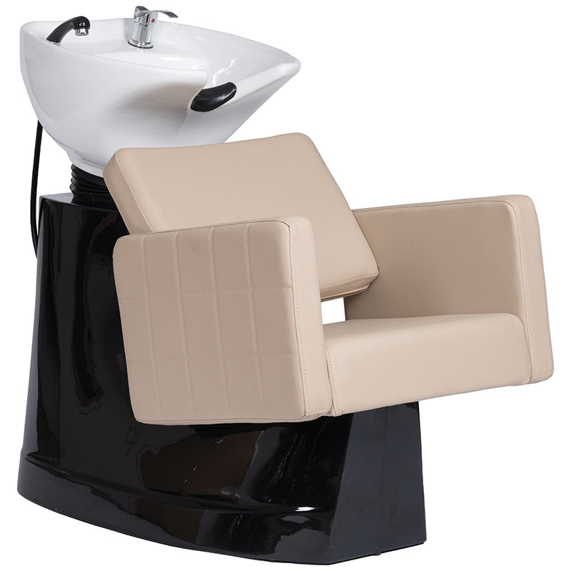 Ava Champagne Salon Backwash Unit with White Ceramic Basin