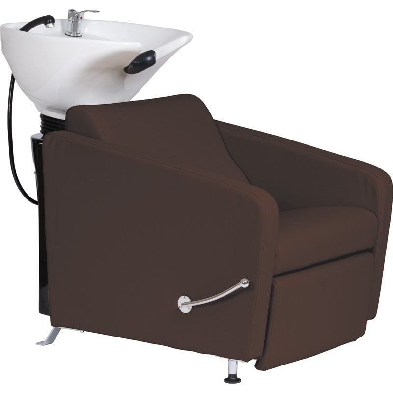 Sophia Mocha Salon Backwash Unit with White Ceramic Basin