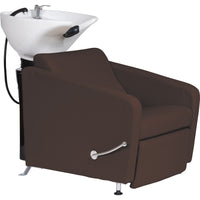 Sophia Mocha Salon Backwash Unit with White Ceramic Basin