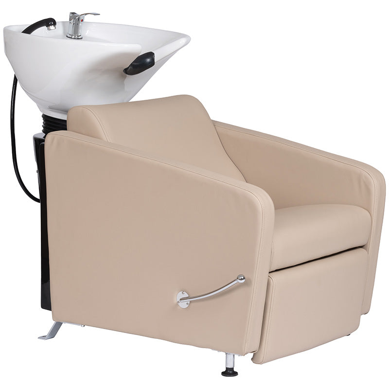 Sophia Champagne Salon Backwash Unit with White Ceramic Basin