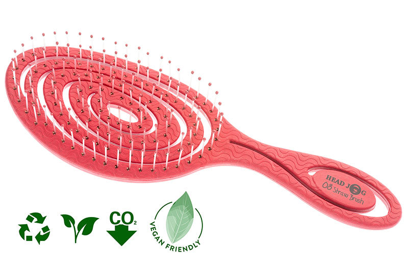 Head Jog Straw Vent Brush, Raspberry
