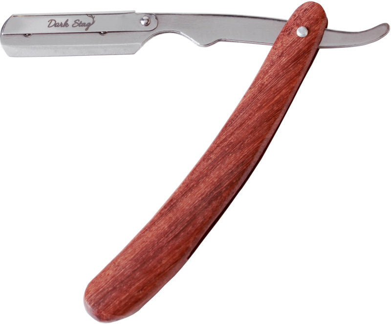 Dark Stag Straight Replaceable Blade Razor, Wooden Handle