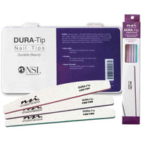 NSI Dura Tip Nail Tips Clear (300) & NSI Dura Nail File Sample Pack
