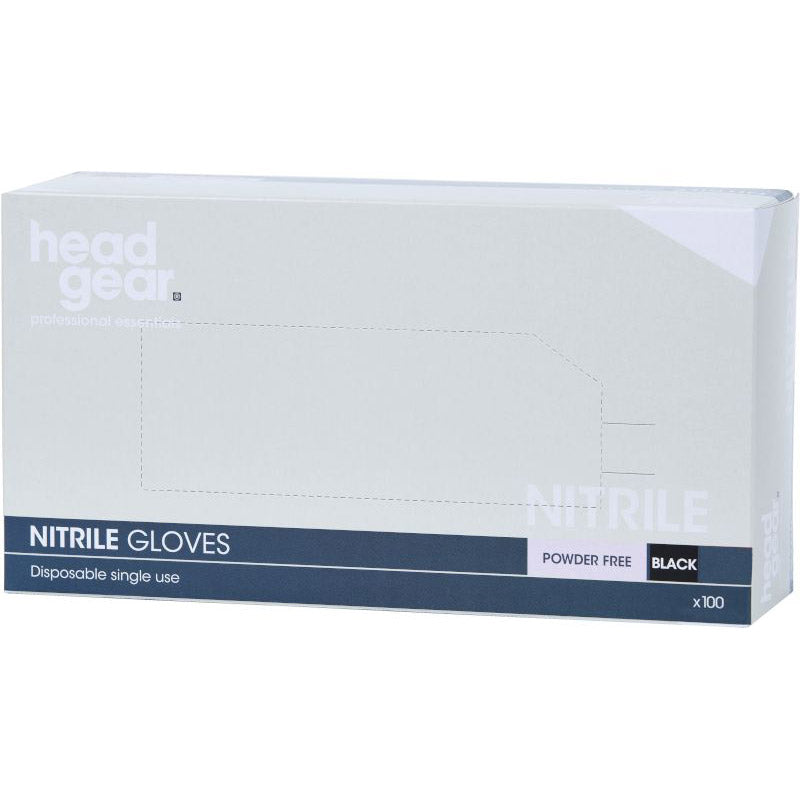 Head Gear Nitrile Gloves Powder Free, Black (100)