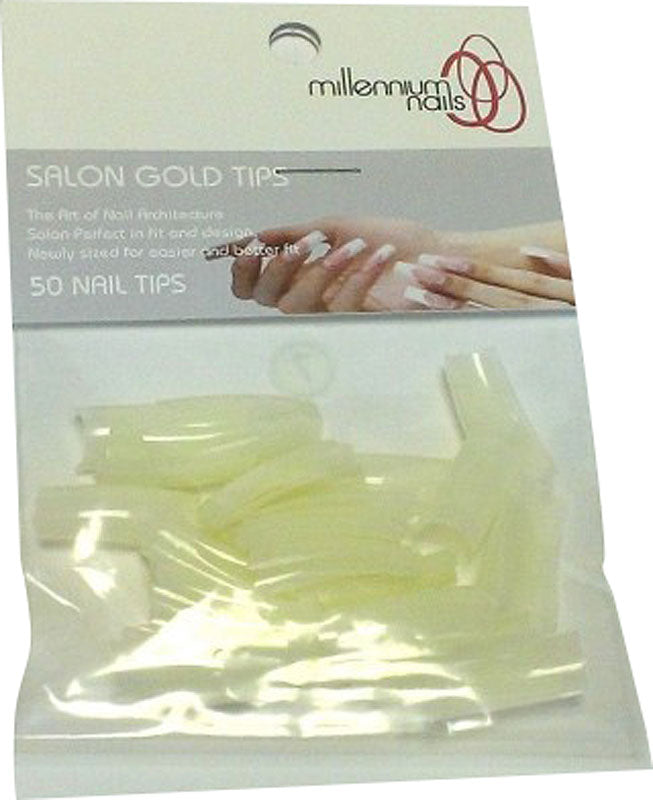 Millennium Nails Salon Gold Nail Tips - Pack of 50