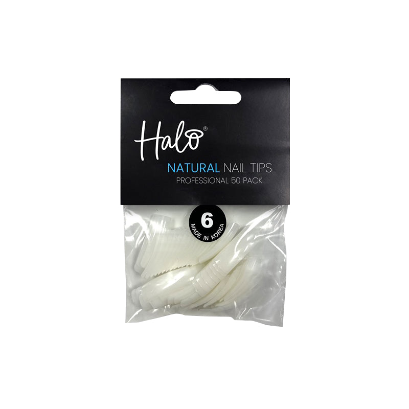 Halo Pure Nails Natural ABS Nail Tips Size 6 - Pack of 50